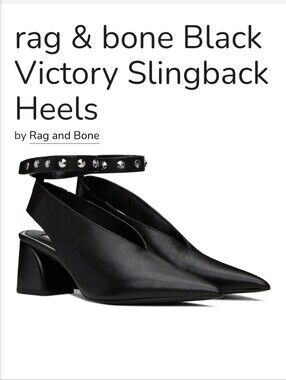 Rag & Bone Victory Black Slingback Leather Heels Sz 36